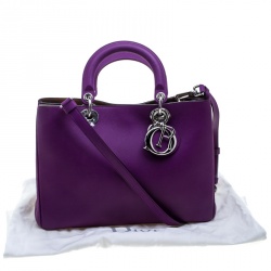 Pre Owned Dior Purple Leather Medium Diorissimo Shopper Tote