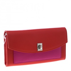 Pre Owned Dior Red/Pink Leather Promenade Chain Clutch