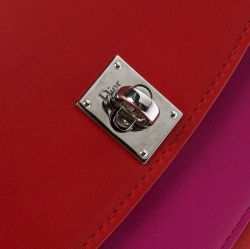 Pre Owned Dior Red/Pink Leather Promenade Chain Clutch