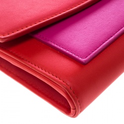 Pre Owned Dior Red/Pink Leather Promenade Chain Clutch