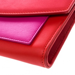 Pre Owned Dior Red/Pink Leather Promenade Chain Clutch