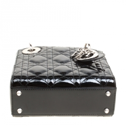 Pre Owned Dior Black Patent Leather Mini Lady Dior Top Handle Bag