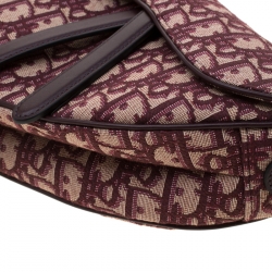 Pre Owned Dior Maroon Canvas and Leather Mini Saddle Bag
