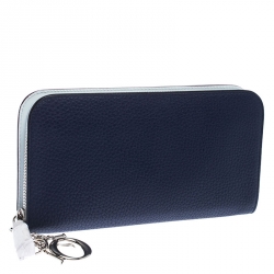 مملوكة مسبقًا محفظة ديور فوياغور بسحاب ملتف جلد ديوريسيمو زرقاء