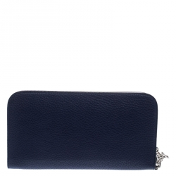 مملوكة مسبقًا محفظة ديور فوياغور بسحاب ملتف جلد ديوريسيمو زرقاء