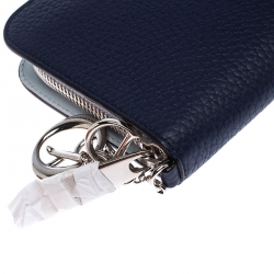 مملوكة مسبقًا محفظة ديور فوياغور بسحاب ملتف جلد ديوريسيمو زرقاء