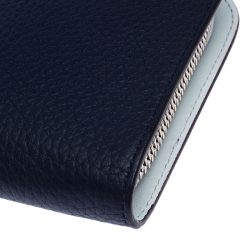مملوكة مسبقًا محفظة ديور فوياغور بسحاب ملتف جلد ديوريسيمو زرقاء