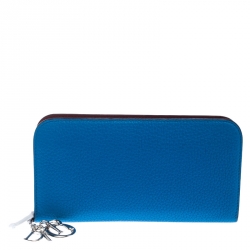 مملوكة مسبقًا Dior Blue Leather Diorissimo Voyageur  Zip Around Wallet