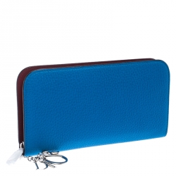 مملوكة مسبقًا Dior Blue Leather Diorissimo Voyageur  Zip Around Wallet