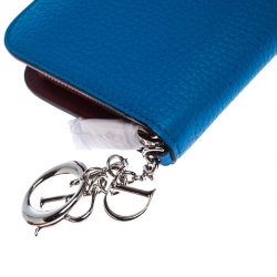 مملوكة مسبقًا Dior Blue Leather Diorissimo Voyageur  Zip Around Wallet