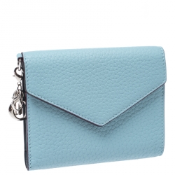 Pre Owned محفظة ديور أنفيلوب ديوريسيمو جلد زرقاء فاتحة