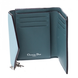 Pre Owned محفظة ديور أنفيلوب ديوريسيمو جلد زرقاء فاتحة