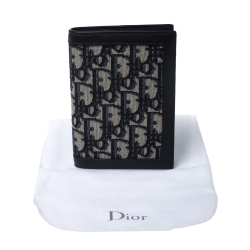 Pre Owned Dior Black Oblique Canvas and Leather Passport Holder