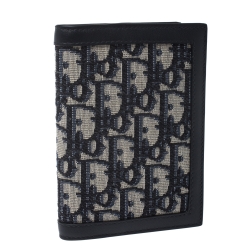 Pre Owned Dior Black Oblique Canvas and Leather Passport Holder
