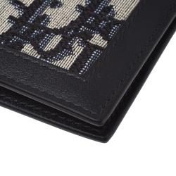 Pre Owned Dior Black Oblique Canvas and Leather Passport Holder