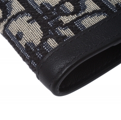 Pre Owned Dior Black Oblique Canvas and Leather Passport Holder