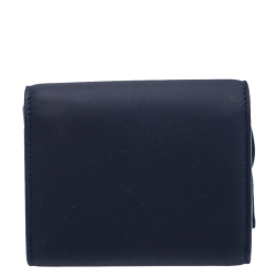Pre Owned Dior Navy Blue Leather Saddle Wallet