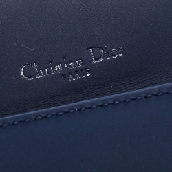 Pre Owned Dior Navy Blue Leather Saddle Wallet