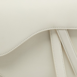 Pre Owned Dior White Leather Saddle Bag