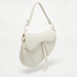 Pre Owned Dior White Leather Saddle Bag