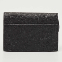Pre Owned Dior Black Leather Saddle Flap Card Case