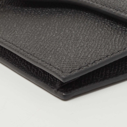 Pre Owned Dior Black Leather Saddle Flap Card Case