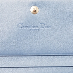 Pre Owned Dior Blue Cannage Patent Leather Lady Dior Card Holder