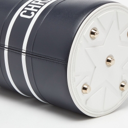 Pre Owned Dior Blue/White Leather Small Dior Vibe Bucket Bag