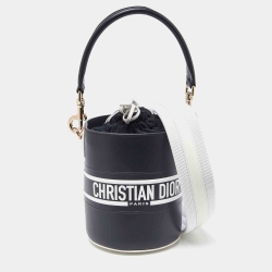 Pre Owned Dior Blue/White Leather Small Dior Vibe Bucket Bag