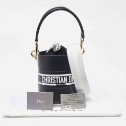 Pre Owned Dior Blue/White Leather Small Dior Vibe Bucket Bag