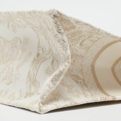 Pre Owned Dior Gold/White Toile De Jouy Embroidered Canvas Medium Book Tote