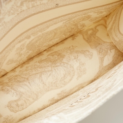 Pre Owned Dior Gold/White Toile De Jouy Embroidered Canvas Medium Book Tote