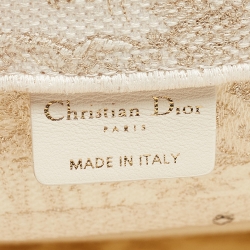 Pre Owned Dior Gold/White Toile De Jouy Embroidered Canvas Medium Book Tote