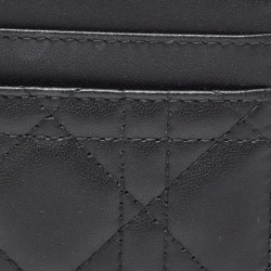 Pre Owned Dior Black Cannage Leather Lady Dior Card Holder