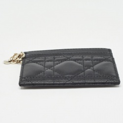 Pre Owned Dior Black Cannage Leather Lady Dior Card Holder