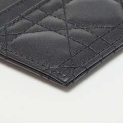 Pre Owned Dior Black Cannage Leather Lady Dior Card Holder