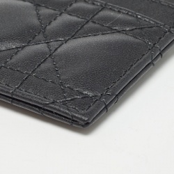 Pre Owned Dior Black Cannage Leather Lady Dior Card Holder
