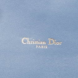Pre Owned Dior Blue Leather Saddle Wallet on Chain