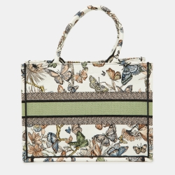 Pre Owned Dior Multicolor Butterfly Embroidered Canvas Medium Book Tote