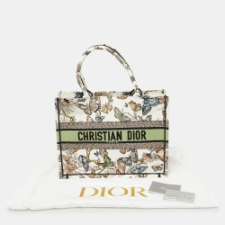 Pre Owned Dior Multicolor Butterfly Embroidered Canvas Medium Book Tote