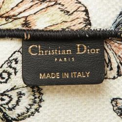 Pre Owned Dior Multicolor Butterfly Embroidered Canvas Medium Book Tote