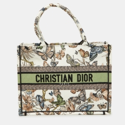 Pre Owned Dior Multicolor Butterfly Embroidered Canvas Medium Book Tote