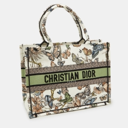Pre Owned Dior Multicolor Butterfly Embroidered Canvas Medium Book Tote