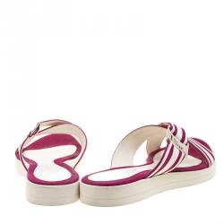 Pre Owned حذاء سلايدز ديور فلات سيور متعاكسة جلد وسويدي لونين مقاس 38