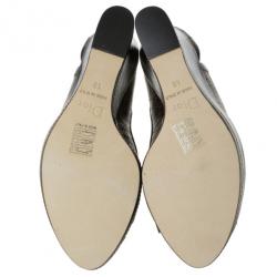 مملوكة مسبقًا Dior Brown Cannage Leather Peep Toe Wedge Pumps Size 40