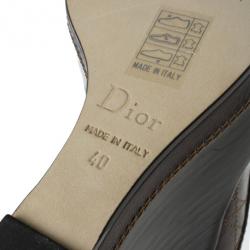 مملوكة مسبقًا Dior Brown Cannage Leather Peep Toe Wedge Pumps Size 40