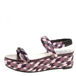 Dior Multicolor Braid Woven Ankle Strap Platform Sandals Size 40