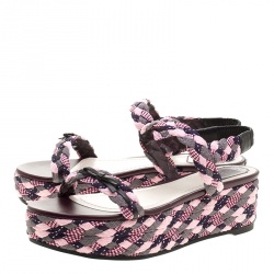 Dior Multicolor Braid Woven Ankle Strap Platform Sandals Size 40
