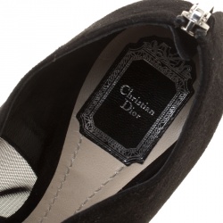 Pre Owned بوت ديور سويدي أسود وشبكة موردة مقدمة مفتوحة مقاس 38