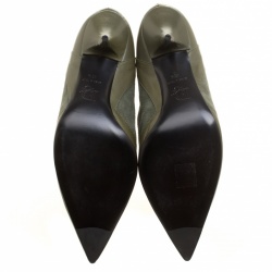 Pre Owned Dior Army Green Suede and Leather Glam Piercing Pointed Toe Ankle Boots Size 40.5